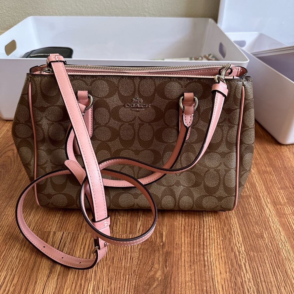 Coach brown and pink cross body bag